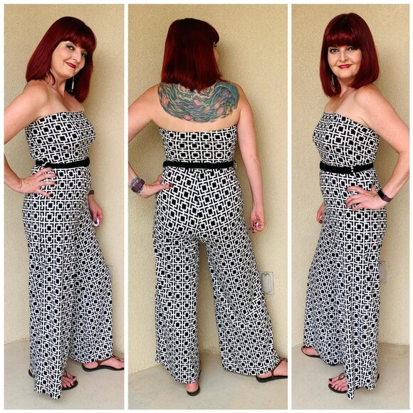 George A Pants - Geometric Wide Leg Sleeveless Jumper
